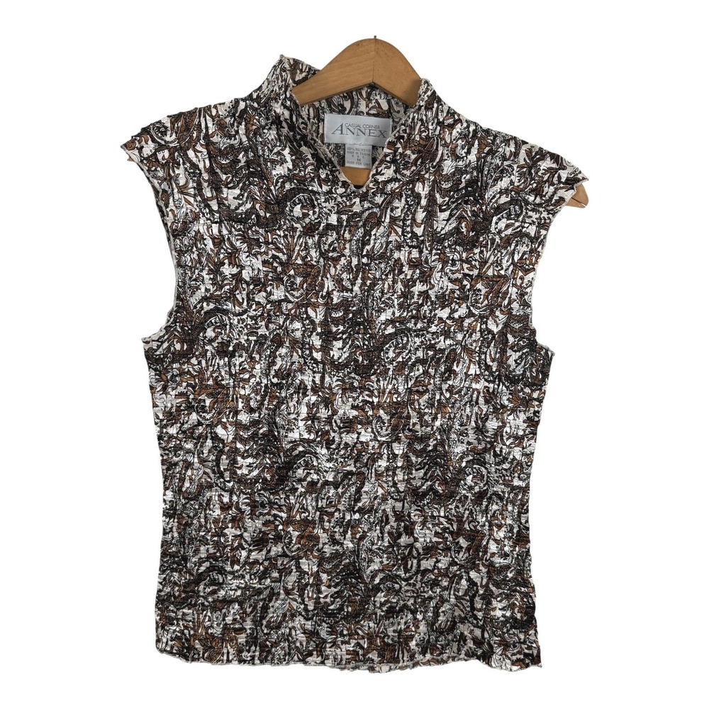 Vintage Y2K Casual Corner Annex Women Top Medium Crinkle Plisse Popcorn 90s